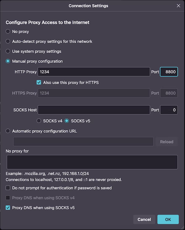 How to use SquidProxies in Firefox